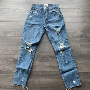 Like new Abercrombie Fitch high rise distressed mom jeans 27 4 long